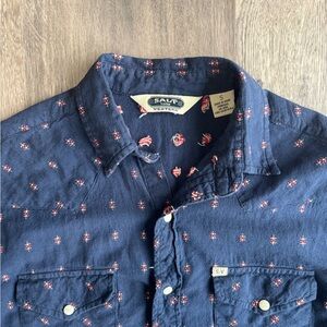 Blue Salt Valley Western Shirt with Micro-Print Sz. Small